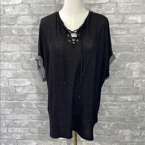 Femme Tresics Black Relaxed Tie Front T-Shirt